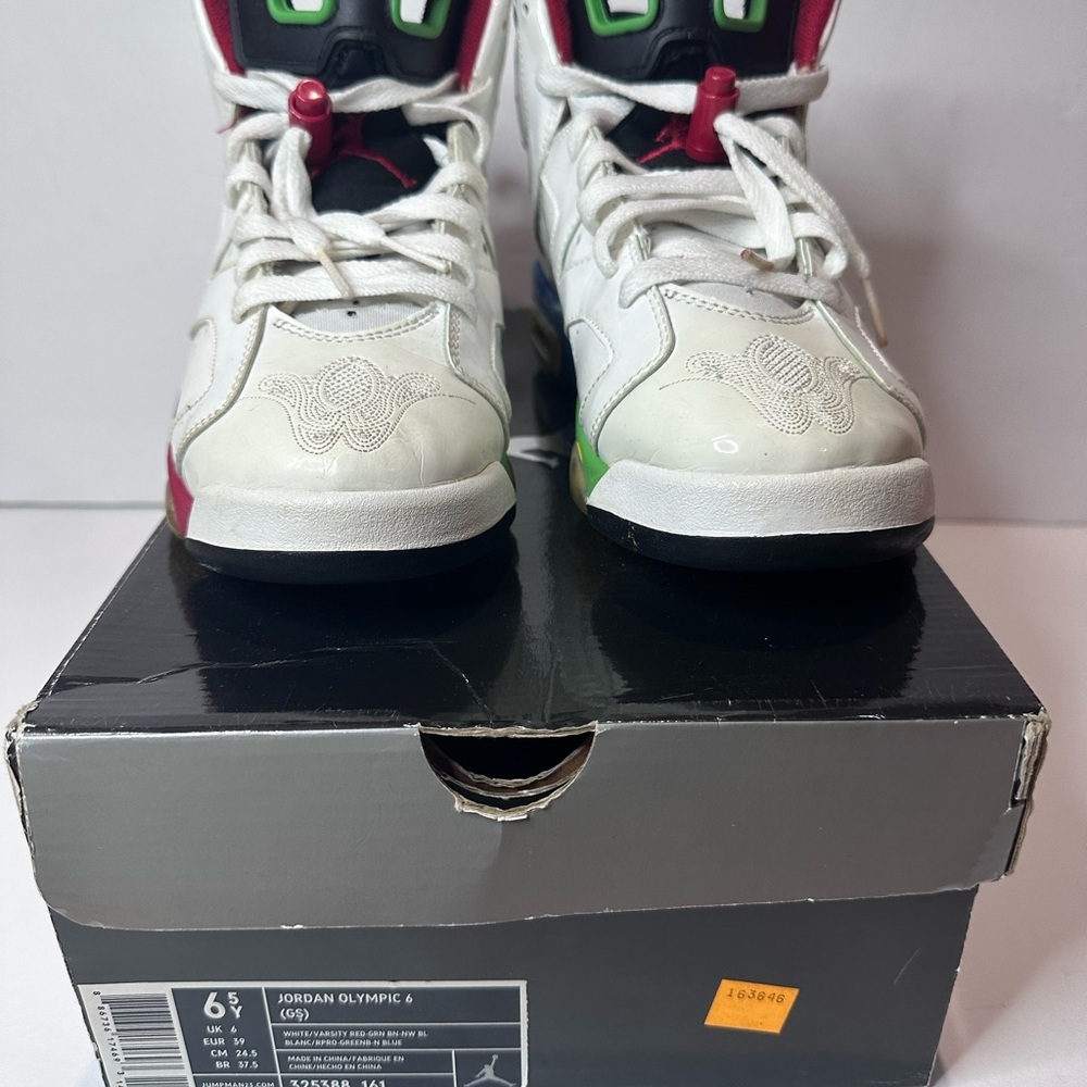 Jordan 6 Kids White and Red Sneakers - Picture 2 of 8
